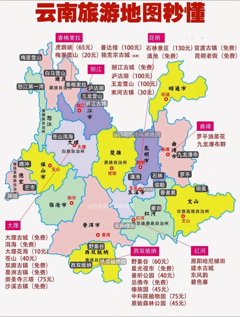 云南旅行地图,云南旅游景点分布地图【值得收藏】
