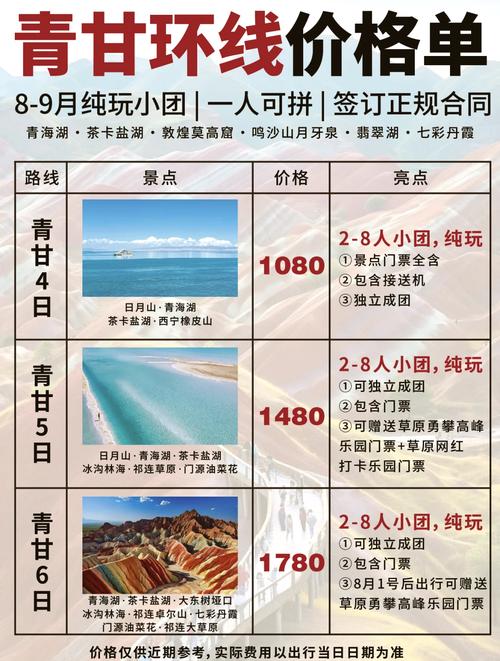 中青旅行社价目表