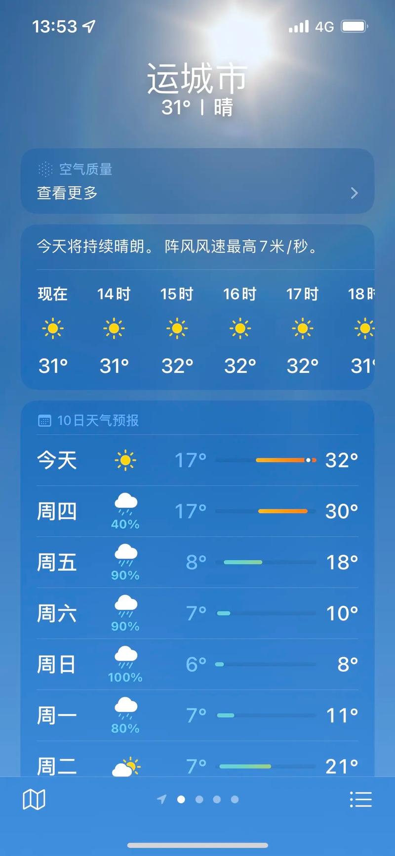 运诚七月份天气预告
