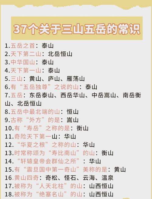 我国的三山五岳