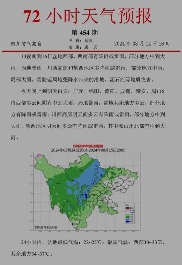 四川各地方景点天气预报