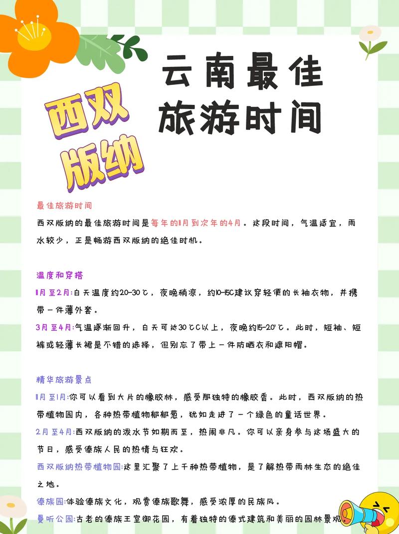 西双版纳几月份去旅游最佳时间