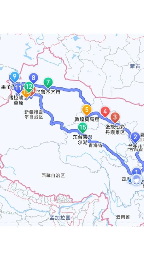 成都到新疆自驾游最佳路线图